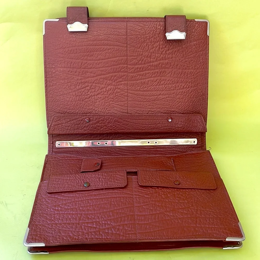 Vintage 70’s reddish brown/silver leather laptop case